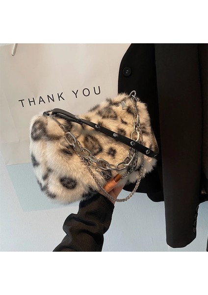 Haki Stili 2021 Kadın Çanta Yeni Kuzu Saç Messenger Çanta Kadın Ins Moda Zincir Peluş Küçük Çanta Peluş Omuz Çantaları Moda Kış (Yurt Dışından)