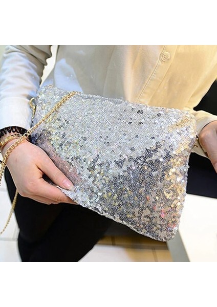 Siyah Stil Kadın Omuz Crossbody Çanta Glitter Pullu Çanta Lüks Köpüklü Akşam Zarf Debriyaj Çanta Parti Cüzdan Bayanlar Bez Çanta (Yurt Dışından) modelleri