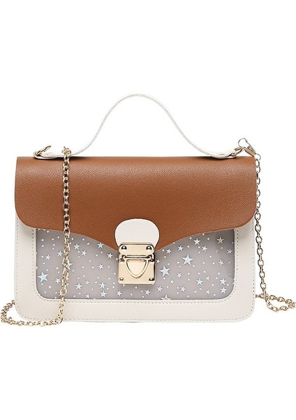Kahverengi Tarzı Kadın Mini Küçük Kare Paket Omuz Çantası Moda Yıldız Pullu Tasarımcı Messenger Crossbody Çanta Debriyaj Cüzdan Çanta Kese # Yj (Yurt Dışından)