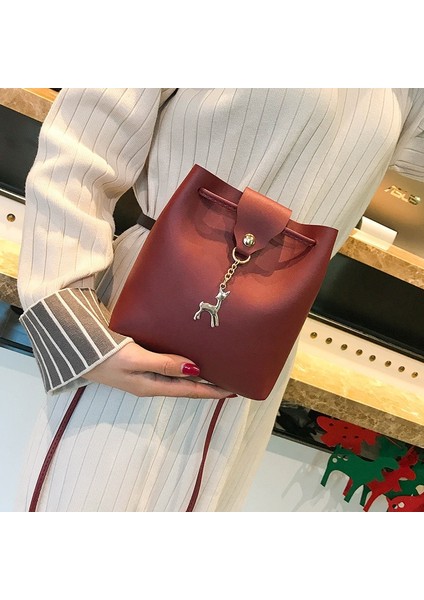 Kensen Shop Pembe Stil Vintage Püskül Crossbody Kova Çanta Lüks Kadın Çanta Kadın Omuz Çantaları Ipli Messenger Crossbody Çanta Ana Kesesi (Yurt Dışından)