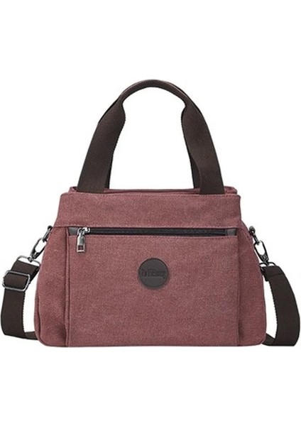 Kırmızı Stil Retro Gündelik Kadın Çanta Kanvas Bayan Tek Omuzlu Messenger Çanta Kadın Büyük Kapasiteli Çok Bölmeli Kanvas Çanta (Yurt Dışından)