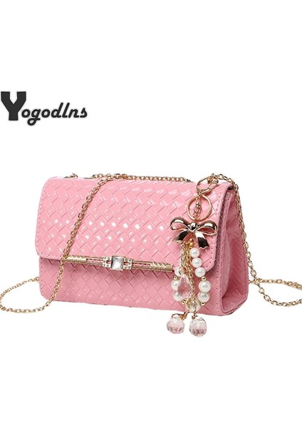 Kensen Shop Mor Tarzı 20X7X15CM Ummer Moda Şeker Renk Bayan Messenger Çanta Yeni Zincir Kadın Omuz Çantası Küçük Crossbody Çanta Yüksek Li Pu Parti Kılıfı (Yurt Dışından)