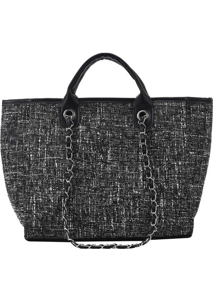 Siyah Stil Büyük 43X19X29CM Yüksek Li Rahat Bayanlar Tüm Maç Kanvas ÇANTA2021NEW Moda Büyük Kapasiteli Omuz Çantası Net Kırmızı Çanta Kore Versiyonu (Yurt Dışından)