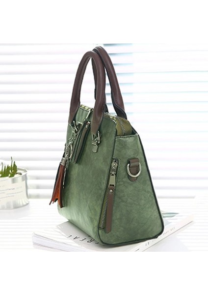 Yeşil Stil 24X13X24CM Deri Bayan Çanta Kadın Messenger Tote Püskül Tasarımcı Crossbody Omuzdan Askili Çanta Boston El Sıcak Satış Çantası Çantalar Сумка (Yurt Dışından)