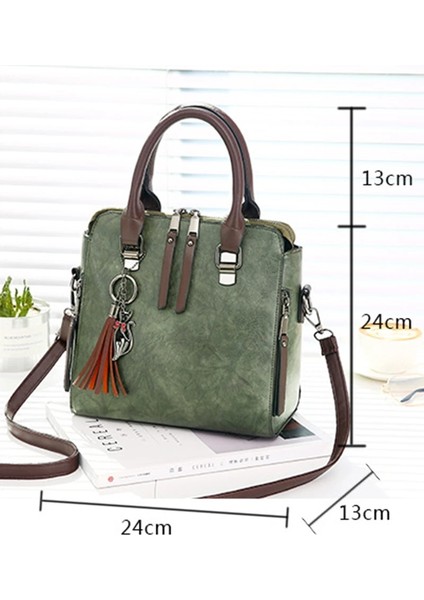 Yeşil Stil 24X13X24CM Deri Bayan Çanta Kadın Messenger Tote Püskül Tasarımcı Crossbody Omuzdan Askili Çanta Boston El Sıcak Satış Çantası Çantalar Сумка (Yurt Dışından)