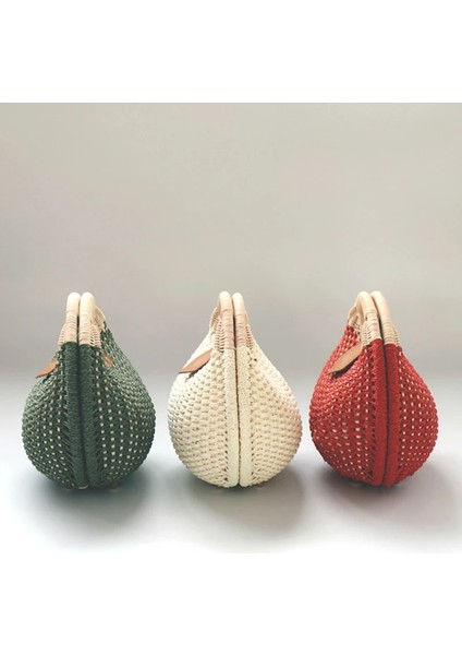 Yeşil Stil Tatil Kabuk Çanta Kişilik Sevimli Rattan Çanta Rahat Küçük Yuvarlak Tote Dokuma Kadın Moda Plaj Çantası (Yurt Dışından) modelleri