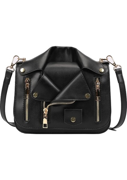 Siyah Stil 22X17X7CM Yeni Benzersiz Yaka Tasarımcı Pu Deri Kadın Bayan Lüks Crossbody Omuzdan Askili Çanta Kadın Çanta Tote Çanta Satchel Akşam Yemeği Çantası (Yurt Dışından)