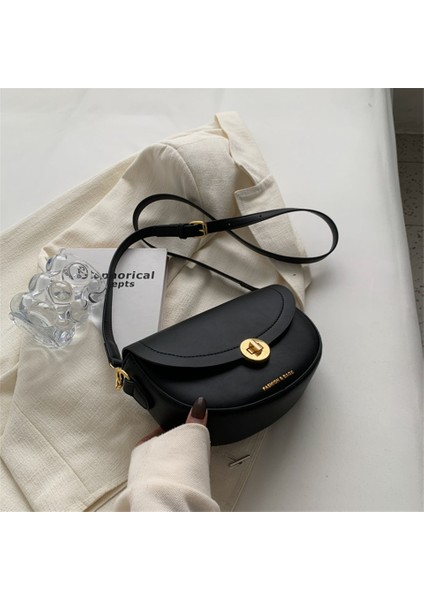 Siyah Stil Moda Basit Deri Crossbody Çanta Womeolid Renk Omuz Askılı Çanta Bayan Seyahat Küçük Çanta ve Çantalar Kesesi (Yurt Dışından)