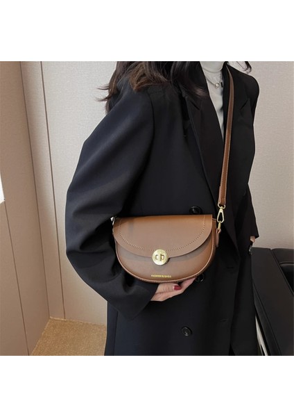 Siyah Stil Moda Basit Deri Crossbody Çanta Womeolid Renk Omuz Askılı Çanta Bayan Seyahat Küçük Çanta ve Çantalar Kesesi (Yurt Dışından)
