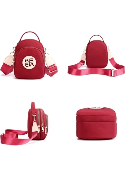 Kırmızı Stil Li Kadın Naylon Crossbody Çanta Seyahat Okul Retro Fermuar Omuz Çantaları Rahat Omuz Açık Çanta (Yurt Dışından)