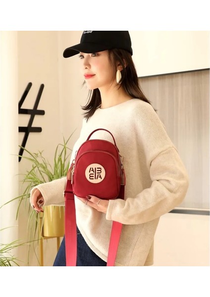 Kırmızı Stil Li Kadın Naylon Crossbody Çanta Seyahat Okul Retro Fermuar Omuz Çantaları Rahat Omuz Açık Çanta (Yurt Dışından)