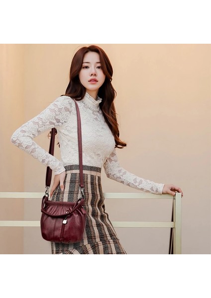 Taropor Rengi Tarzı Womeasual Bayanlar Küçük Crossbody Çanta Çantalar ve Çanta Kesesi Için Tasarımcı Çanta Yüksek Li Deri Omuz Çantaları (Yurt Dışından)