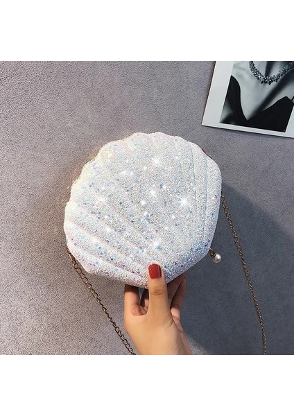 Pembe Tarzı Moda Zincir Payetli Omuz Çantası Kadınlar Için Pu Deri Çanta Sevimli Kabuk Şekli Çanta Mini Yaz Çanta Bolsa Feminina (Yurt Dışından) fiyatları