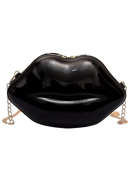 Siyah Stil Lape Pvc Çanta Kadın Fermuar Omuzdan Askili Çanta Crossbody Messenger Telefon Para Çantası Akşam Parti Manşonlar Bolsas Feminina Saco (Yurt Dışından)