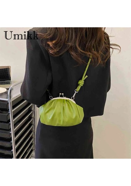 Yeşil Stil Basit Crossbody Çanta Metal Klip Toka Kadın Çantası Çanta Kabuk Şekli Küçük Deri Pileli Bulut Bayan Çanta Seyahat Arkadaşlık Için (Yurt Dışından) fiyatları
