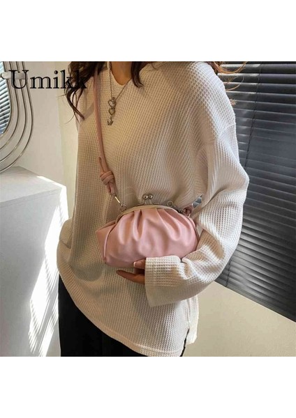 Yeşil Stil Basit Crossbody Çanta Metal Klip Toka Kadın Çantası Çanta Kabuk Şekli Küçük Deri Pileli Bulut Bayan Çanta Seyahat Arkadaşlık Için (Yurt Dışından) fırsatları