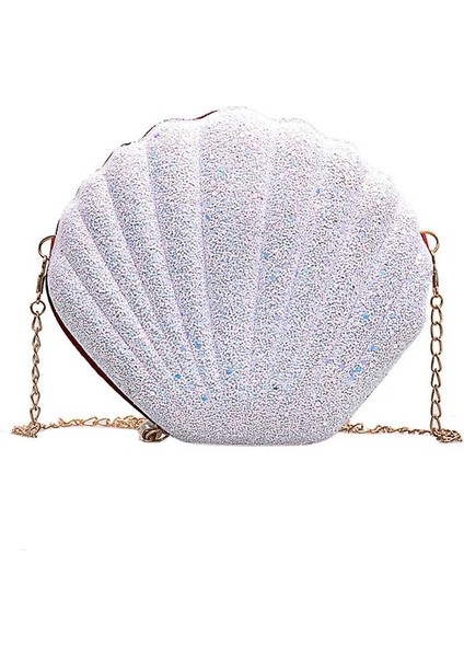 Beyaz Stil Omuz Çanta Kabuk Çanta Zinciri Sevimli Payetler Küçük Çanta Telefon Para Kılıfı Fermuar Crossbody Çanta Wome Bolsa Feminina (Yurt Dışından)