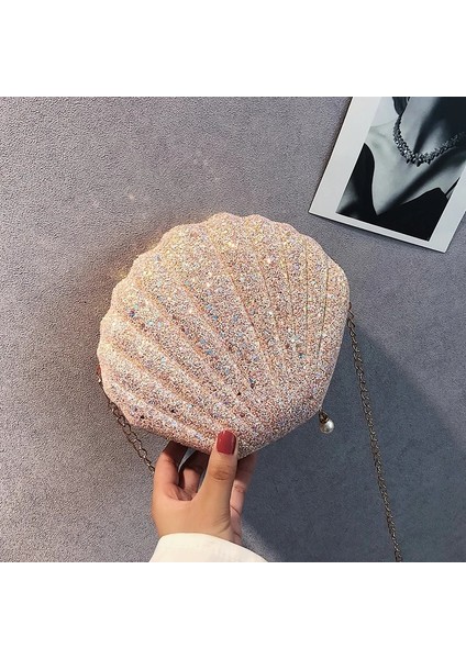 Beyaz Stil Omuz Çanta Kabuk Çanta Zinciri Sevimli Payetler Küçük Çanta Telefon Para Kılıfı Fermuar Crossbody Çanta Wome Bolsa Feminina (Yurt Dışından)