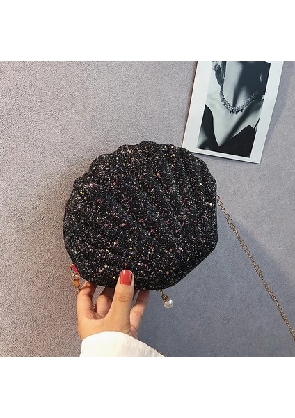 Beyaz Stil Omuz Çanta Kabuk Çanta Zinciri Sevimli Payetler Küçük Çanta Telefon Para Kılıfı Fermuar Crossbody Çanta Wome Bolsa Feminina (Yurt Dışından)