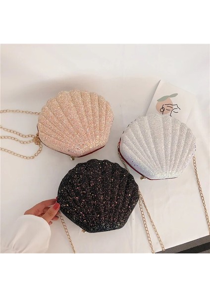 Beyaz Stil Omuz Çanta Kabuk Çanta Zinciri Sevimli Payetler Küçük Çanta Telefon Para Kılıfı Fermuar Crossbody Çanta Wome Bolsa Feminina (Yurt Dışından)