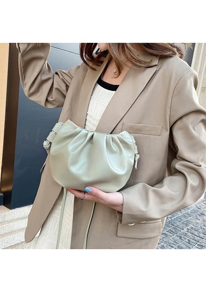 Pembe Tarzı Kadın Omuzdan Askili Çanta Küçük Deri Crossbody Çanta Kadın Düz Renk Kıvrımlı Tasarım Bayanlar Askılı Çanta Mini Fermuarlı Bulut Çanta (Yurt Dışından) fırsatları