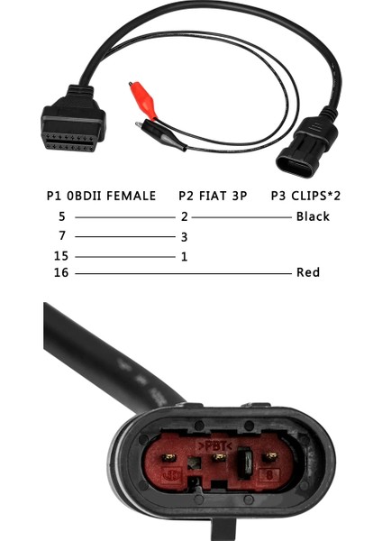 Vgate İcar Fiat 3 Pin Obd Kablo Dönüştürücü