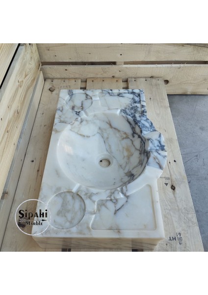Menekşe Mermer Sabunluk Detaylı Fırfırlı Lavabo
