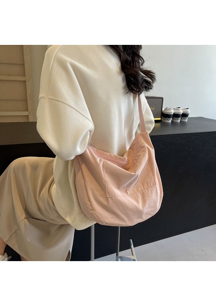 Janjon Star Kadınlar Için Çantalar Yeni Stil Tek Omuz Crossbody Çanta Büyük Kapasiteli Tote Kadın Çantası Düz Renk Kamp Çok Yönlü Naylon Çanta Moda (Yurt Dışından)