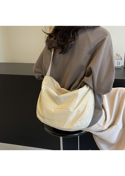 Janjon Star Kadınlar Için Çantalar Yeni Stil Tek Omuz Crossbody Çanta Büyük Kapasiteli Tote Kadın Çantası Düz Renk Kamp Çok Yönlü Naylon Çanta Moda (Yurt Dışından)
