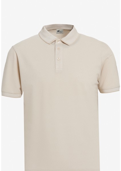 Erkek Açık Bej Beyaz-Gri Melanj-Beyaz 3'lü Çekmeyen Pamuklu Slim Fit Kıvrılmaz Polo Yaka Tişört