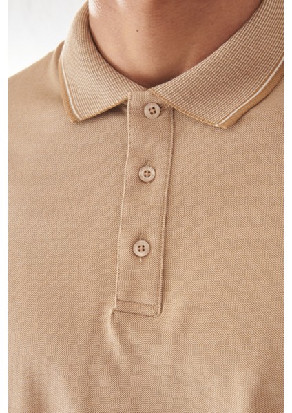 Erkek Açık Bej Beyaz-Gri Melanj-Beyaz 3'lü Çekmeyen Pamuklu Slim Fit Kıvrılmaz Polo Yaka Tişört