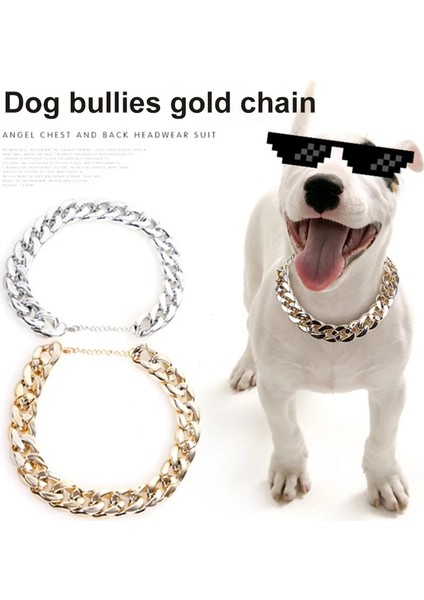 Altın Tarzı Güçlü Plastik Köpek Zinciri Tasmaları Pet Altın Büyük Pitbull Yaka Bulldog Yöntemi Mücadele Kolye Pet Giydirme Sahne Aksesuarları (Yurt Dışından) fiyatları