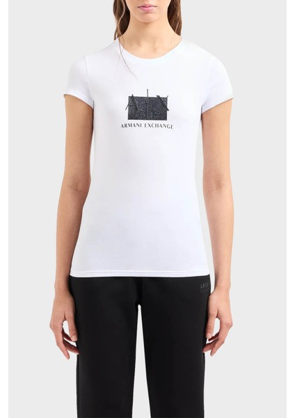 Pamuklu Slim Fit Bisiklet Yaka T Shirt Bayan T Shirt 3DYT51 Yjetz 1000