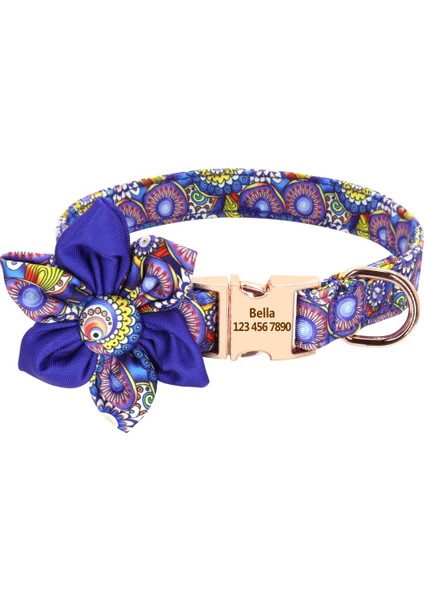 Siyah Stil M Boyutu Moda Baskılı Köpek Tasması Kişiselleştirilmiş Naylon Pet Kımlık Tasmaları Özel Köpek Kımlık Tabela Yaka Ücretsiz Gravür Çiçek Aksesuarları (Yurt Dışından)