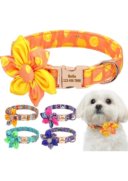 Siyah Stil M Boyutu Moda Baskılı Köpek Tasması Kişiselleştirilmiş Naylon Pet Kımlık Tasmaları Özel Köpek Kımlık Tabela Yaka Ücretsiz Gravür Çiçek Aksesuarları (Yurt Dışından) fiyatları