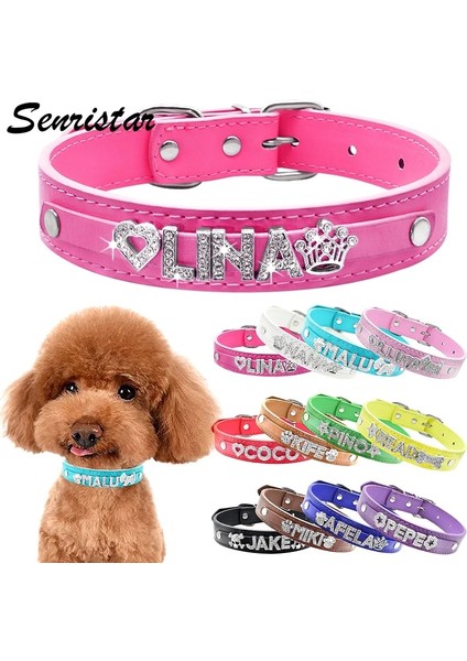 Kahverengi Tarzı S Beden Kişiselleştirilmiş Bling Adı Kedi Köpek Tasması Özel Glitter Rhinestone Harfler Adı Deri Köpek Tasması Küçük Orta Büyük Köpekler Için (Yurt Dışından) fırsatları