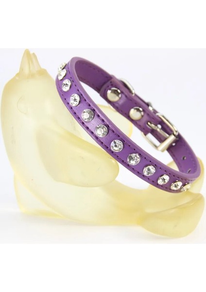 Mor Tarzı M Boyutu Yeni Köpek Tasması Kristal Sıcak Bling Rhinestone Pu Deri Yavru Kedi Tasmaları Kolye Boyun Askısı Kişilik Evcil Hayvan Ürünleri Yaka (Yurt Dışından)