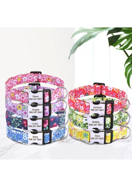 Sarı Stil S Beden Çiçek Baskılı Özel Köpek Tasması Naylon Ücretsiz Kazınmış Adı Kımlık Etiketi Evcil Hayvan Tasması Kişiselleştirilmiş Köpek Tasmaları Küçük Orta Köpekler Kediler Için (Yurt Dışından) modelleri