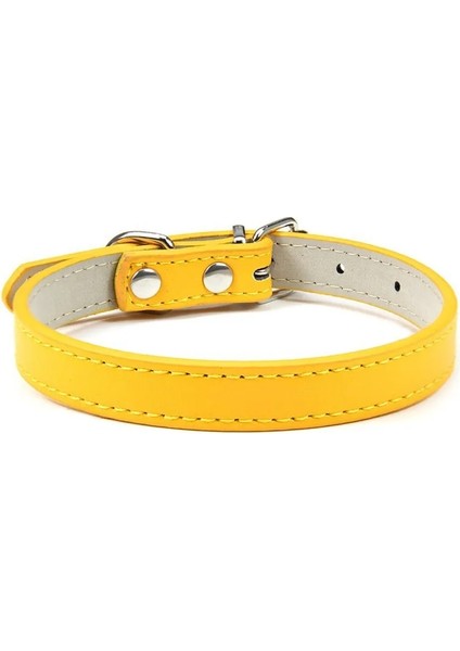 Altın Tarzı L Boyutu Küçük Köpek Tasması Basit Tasarım Saf Renk Ayarlanabilir Pu Deri Pet Köpek Yaka Yenidoğan Köpekler Için Renkli Yavru Kedi Yaka (Yurt Dışından)