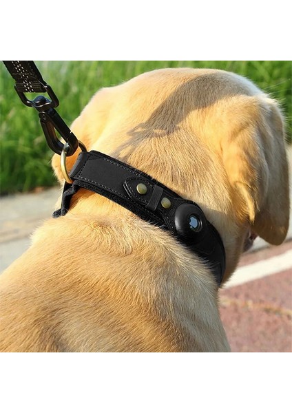Siyah Stil M Boyutu Anti-Kayıp Deri Apple Airtag Pet Köpek Tasması Gps Pozisyon Takip Cihazı Kılıfı Labrador Büyük Köpekler Üst Katman Inek Derisi Airtag Aksesuarları (Yurt Dışından)