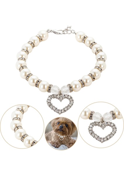 Beyaz Stil L Boyutu Erkek Köpek Papyonu Yaka Küçük Köpekler Için Boyun Tasmaları Kediler Için Inciler ve Elmaslar Halat Köpek Tasması Kedi Tasmaları Erkekler Için Hiçbir Çan (Yurt Dışından)