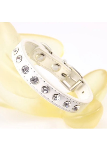 Beyaz Stil Xs Boyutu Yeni Köpek Tasması Kristal Sıcak Bling Rhinestone Pu Deri Yavru Kedi Tasmaları Kolye Boyun Askısı Kişilik Evcil Hayvan Ürünleri Yaka (Yurt Dışından)