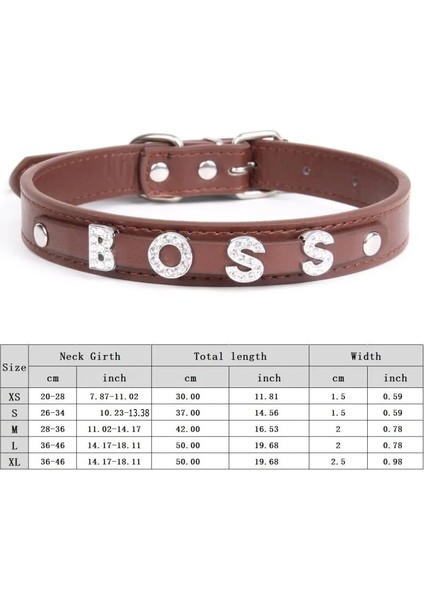 Kahverengi Tarzı L Boyutu Kişiselleştirilmiş Köpek Kedi Tasmaları Dıy Adı Köpek Pu Deri Yaka Taklidi Bling Köpek Malzemeleri Küçük Orta Köpekler Için Evcil Hayvan Tasmaları (Yurt Dışından)