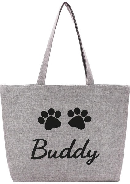 Gri Stil 40CMX54CM Özel Tuval Köpek Tote Çanta Kişiselleştirilmiş Köpek Seyahat Çantası Köpekler Için Evcil Hayvanınızın Adı ile Açık Seyahat Taşınabilir Aperatif Şişe Çantası (Yurt Dışından)