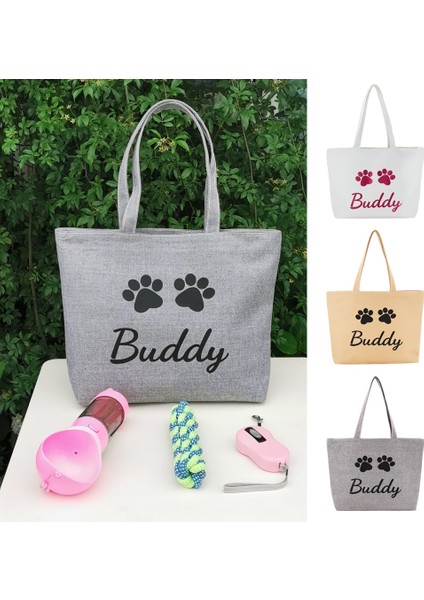 Gri Stil 40CMX54CM Özel Tuval Köpek Tote Çanta Kişiselleştirilmiş Köpek Seyahat Çantası Köpekler Için Evcil Hayvanınızın Adı ile Açık Seyahat Taşınabilir Aperatif Şişe Çantası (Yurt Dışından) fiyatları