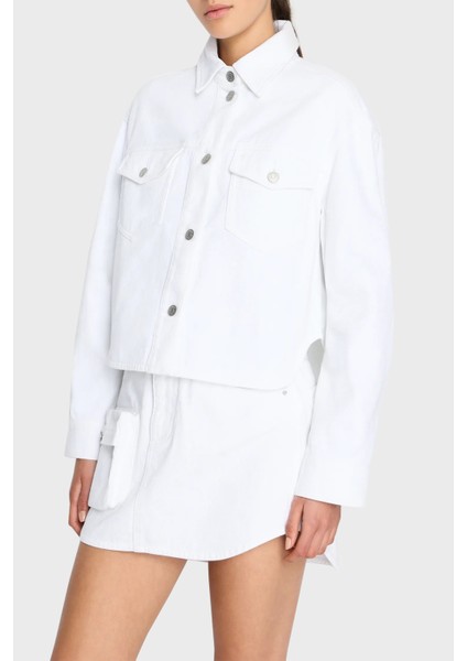 Pamuklu Cropped Fit Kot Ceket Bayan Kot Ceket 3DYB49 Y15MZ 0104