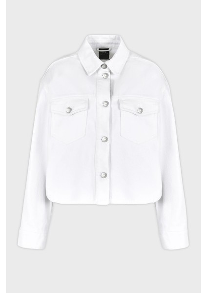 Pamuklu Cropped Fit Kot Ceket Bayan Kot Ceket 3DYB49 Y15MZ 0104 indirimleri