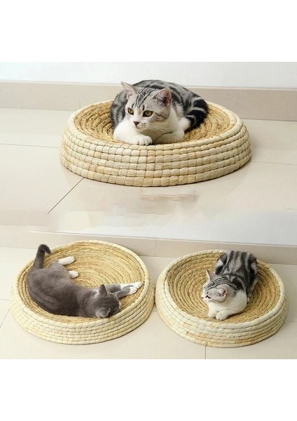 45CM Tarzı El Yapımı Kedi Yatak Scratcher Uyku Matı Evcil Hayvanlar Hasır Örgülü Yatak Yavru Kediler Evi Yuvarlak Catnip Taşlama Pençesi Oyuncak Pet Malzemeleri (Yurt Dışından)