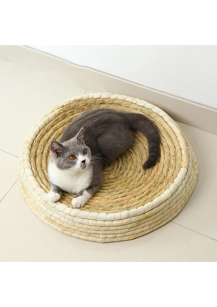 45CM Tarzı El Yapımı Kedi Yatak Scratcher Uyku Matı Evcil Hayvanlar Hasır Örgülü Yatak Yavru Kediler Evi Yuvarlak Catnip Taşlama Pençesi Oyuncak Pet Malzemeleri (Yurt Dışından)
