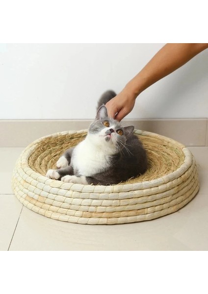 45CM Tarzı El Yapımı Kedi Yatak Scratcher Uyku Matı Evcil Hayvanlar Hasır Örgülü Yatak Yavru Kediler Evi Yuvarlak Catnip Taşlama Pençesi Oyuncak Pet Malzemeleri (Yurt Dışından)